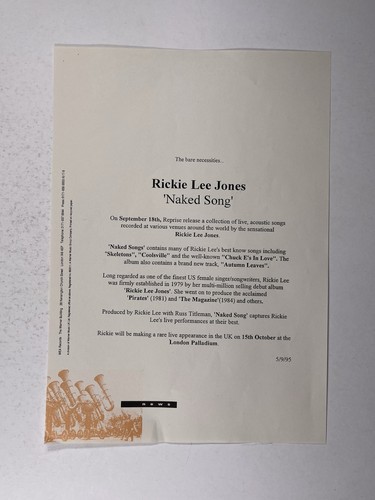 Rickie lee jones - lee, press