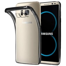 Coque Samsung S8 Galaxy Etui Housse Silicone Gel ULTRA FINE, Transparent / Noir