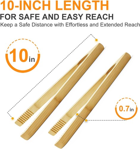 Pack bamboo toaster - bamboo, tongs