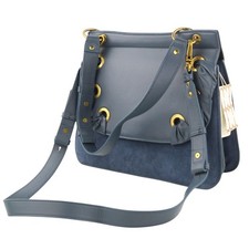 Nat & Nin Vittoria Sac Pour Femmes OS Bleu Cuir Bandoulière Amovible