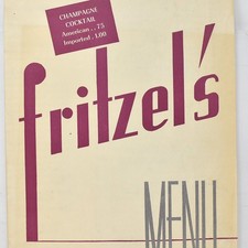 1950 Fritzel's Restaurant Menu