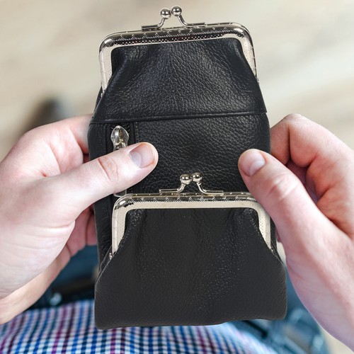 Cuir noir cigarette etui - noir,