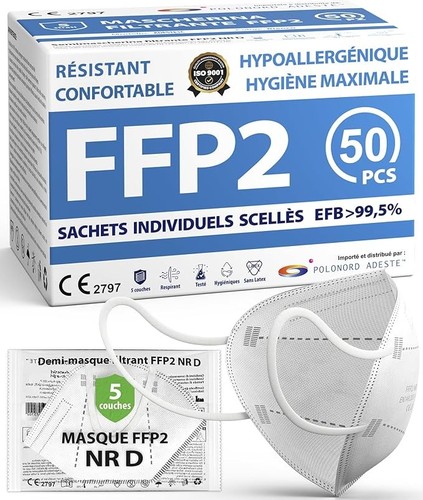 Lot masques ffp2 blancs - 50,