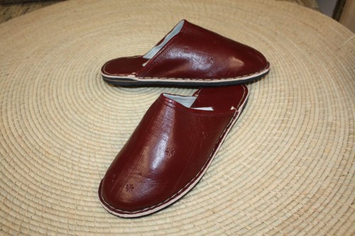 Babouches cuir rouge - en,