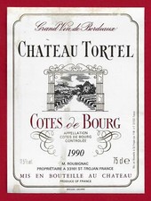 75/119 Etiquette Label CÔTES DE BOURG 1990 CHÂTEAU TORTEL, ROUBIGNAC à ST TROJAN