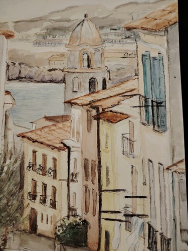 Belle aquarelle vieille rue - vieille, de