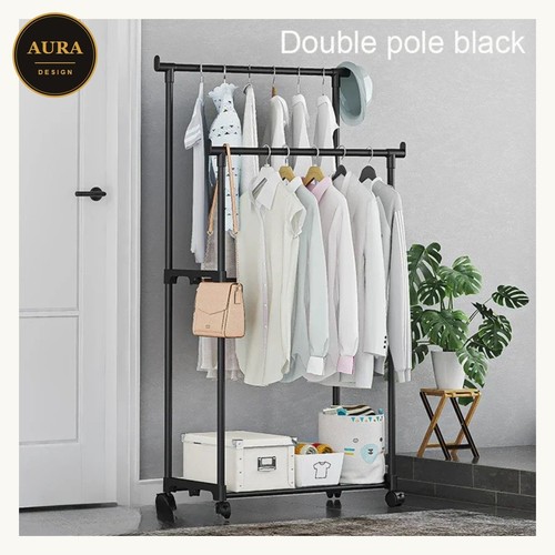 Porte manteau double tige noir - double,