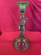 Bougeoir En Verre Moulé Vert Jeune Chasseur, PORTIEUX ? Tête De Lion