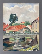 Passavant, Aquarelle signée André Chapitel, Paysage, XXe