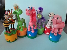 VINTAGE LOT DE 6 WAKOUWA  ANIMAUX ABEILLES ELEPHANT CHIEN GIRAFES ZEBRE