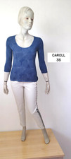 Caroll Taille 36 Superbe haut top tee shirt manches 3/4 bleu femme T-shirt