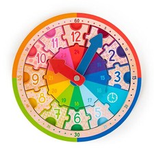 ABC Champions 956491 Horloge d'apprentissage en Bois avec Puzzle en Bois pour...
