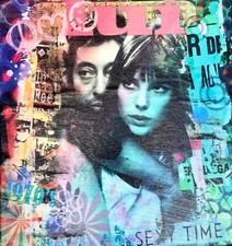Tableau Pop Art Street Jane Birking /Serge Gainsbourg 20x20cm Signé Anna ROSEN 