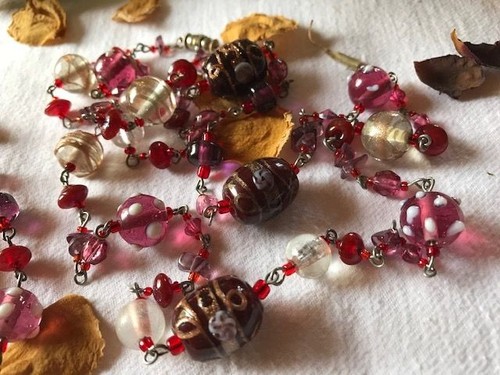 Collier ancien perles verre - collier,