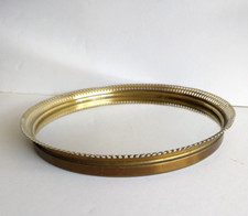 Plateau Rond Miroir Galerie ajourée en Métal doré laiton Ø 26  ART DECO Vintage
