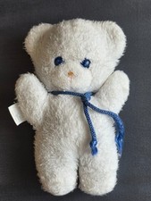 DOUDOU OURS HOCHET BOULGOM 22CM PELUCHE BLANCHE YEUX BLEUS FABRIQUE EN  FRANCE