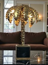 LAMPE PALMIER EN METAL DORÉ