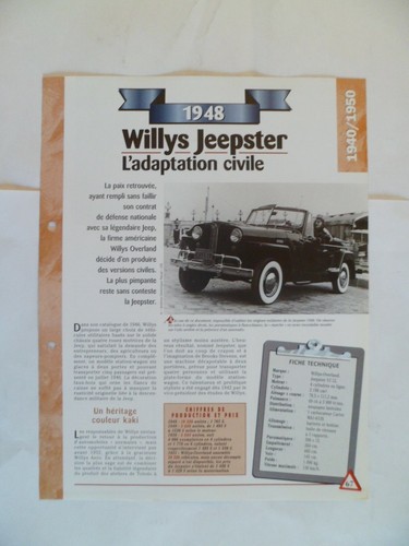 Carte fiche auto willys - carte,