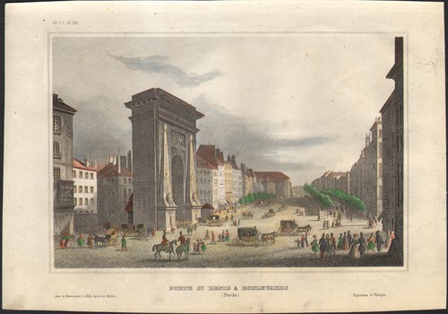 1839 gravure aquarellée porte - 1839,