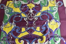 Authentic Hermes Scarf 90 cm CARRE SCARF L’INSTRUCTION DU ROY Prune France