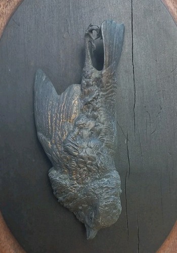Sculpture bronze oiseau - , mort