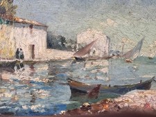 Tableau  ancien Marine  vue du