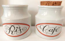 2 pots  RIZ ET CAFE en porcelaine d'AUTEUIL .