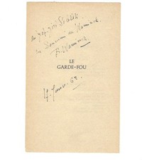 AUTOGRAPHE DE LA FILLE DE MAURICE VLAMINCK SUR 1ER PAGE DU LIVRE LE GARDE FOU