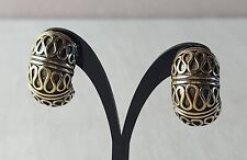 Ancienne paire de boucles d'oreilles, en métal doré, Pierre Lang