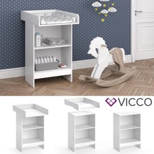 Table à langer Vicco Leo blanc Bébé Étagère à langer Modèle bébé Commode à lange