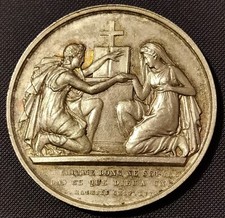 Médaille de mariage - St Mathieu Chapitre XIX - Argent - gravée Tranche 1866