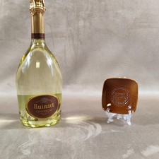 Cendrier Champagne Ruinart en céramique marron Made in France Vintage 1970