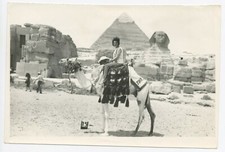 E291 Photo Originale Egypte Touriste sur Chameau Dromadaire Pyramide Sphinx 