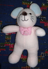 FB2/ DOUDOU PELUCHE JEMINI LUMINOU SOURIS ROSE BLEU NOEUD VICHY 30 CM  quasi 9