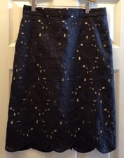 J Crew Collection Black Austrian Lace Pencil Skirt Scalloped Hem Size 4