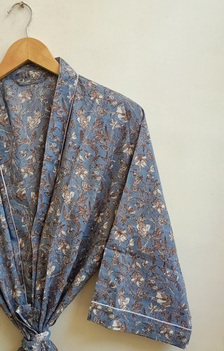 Kimono maxi gown floral gris - maxi,