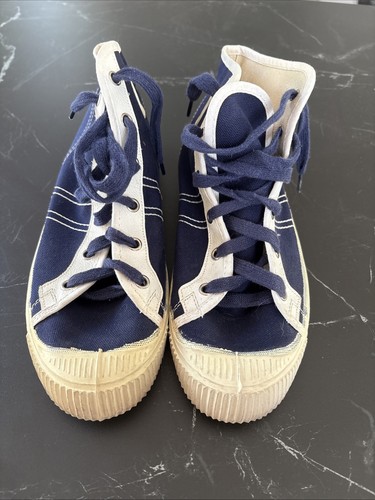 Baskets vintage toile bleu - baskets,