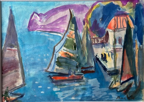 Tableau ancien bord mer - ancien, de