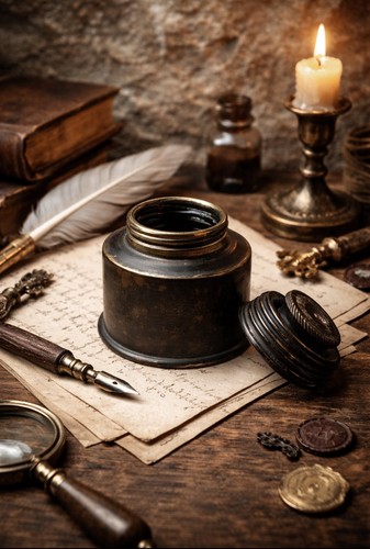 Ancien encrier laiton - encrier, en