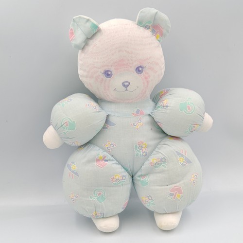 Ancien doudou ours tissu - , bleu