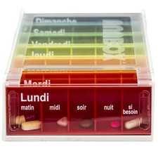 - Pilulier Semainier 7 Jours Arc-en-Ciel - 5 Compartiments Quotidiens - Boîte...