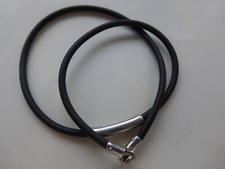 collier argent massif 925 poinçon, tour de cou cordon caoutchouc 40cm tbé