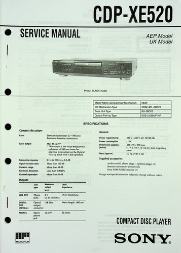 Service manual sony cdp - service, cdp-xe520