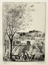 Printemps Bretagne Campagne JEAN FRELAUT Gravure EAU FORTE 1/100 XX°