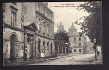 ARGENTAN orne le théatre et rue de l'hotel de ville CPA