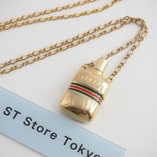 Collier bouteille de parfum GUCCI pendentif ligne sherry couleur or [excellent]