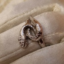 Bague Serpent Argent Rhodié Effet Diamanté 80's Taille 53