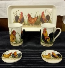 Duo ( 2 Mugs/ 2 Sous Verres/ Plateau) The Leonardo Collection Coq Et Poule