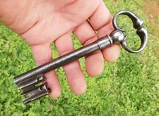 15cm,Ancienne Clé Creuse Cuisse de grenouille en Fer Forgé XVII,Antique Key,Clef
