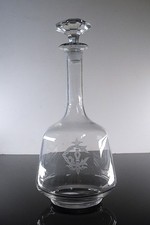 ART DECO GRAND CARAFE A VIN EN CRISTAL GRAVE EN AIGUILLE LEGRAS BACCARAT